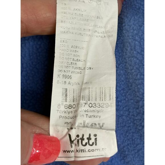 Kitti "I'm a Big Deal" Dinosaur 3pc Blue Knit Scarf Hat Mittens Set 0-18 Months - Picture 4 of 5